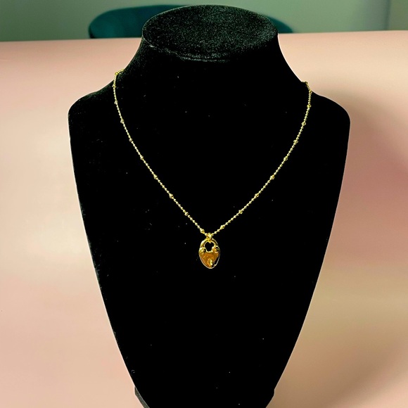 UNODE50 GOLD PLATED HEART CHARM NECKLACE ADJUSTABLE 16 inch to 20 inch - Picture 1 of 3